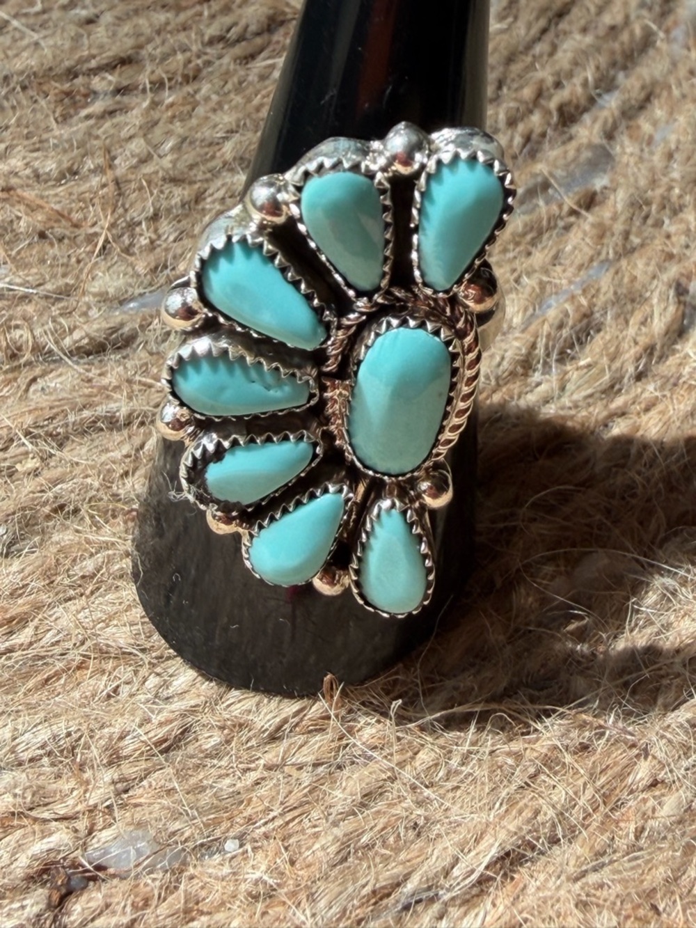 Native AmericanTurquoise Petal Cluster Sterling-Statement Ring - Women's Jewelry